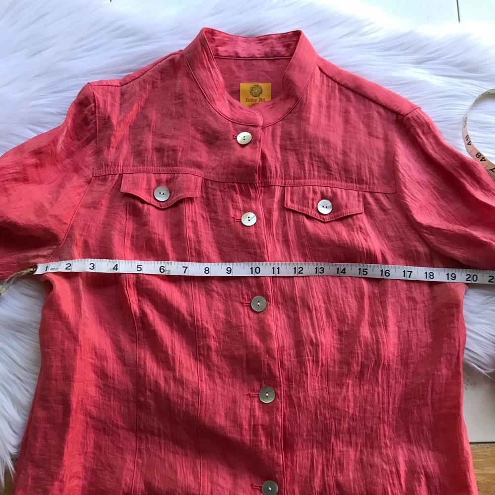 Ruby Rd. Petite Button Down Coral Shimmer Jacket - image 6